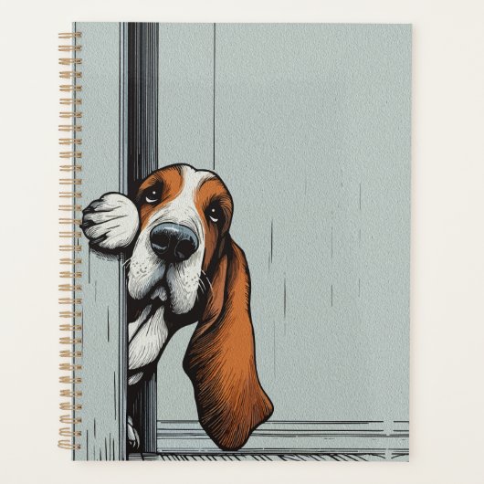 かわいいバセットハウンドの犬の壁アート プランナー手帳 (正面)