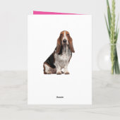 かわいいバセットハウンドの誕生日 ピンクの犬のママ カード (裏面)