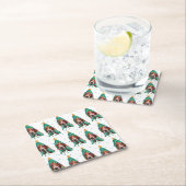 かわいいバセットハウンドドッグパターンクリスマス スクエアペーパーコースター (インサイチュ)