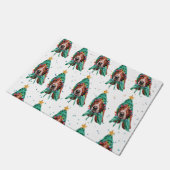 かわいいバセットハウンドドッグパターンクリスマス ドアマット (アングル)