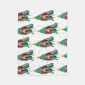 かわいいバセットハウンドドッグパターンクリスマス フリースブランケット (正面)