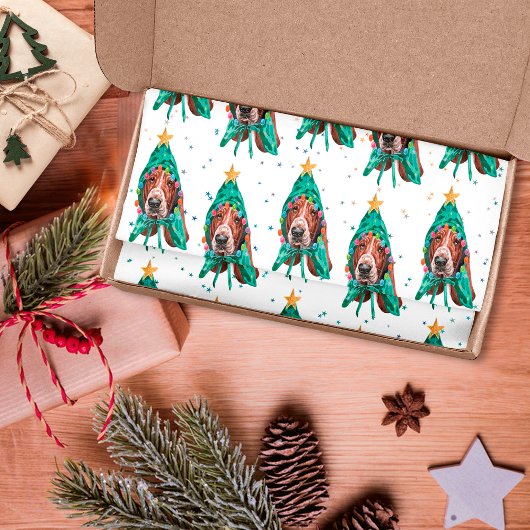 かわいいバセットハウンドドッグパターンクリスマス 薄葉紙