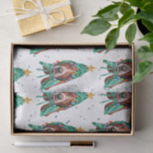 かわいいバセットハウンドドッグパターンクリスマス 薄葉紙 (ギフト)