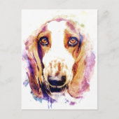 かわいいバセットハウンドドッグ顔水彩色 ポストカード (正面)