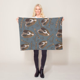 かわいいバセットハウンドパピー フリースブランケット