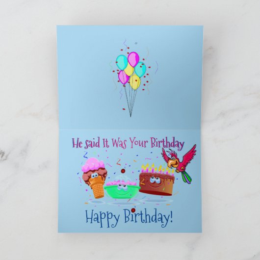 かわいいバセットハウンド&バードオンおもしろい誕生日カード カード (内部)