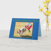 かわいいバセットハウンド&バードオンおもしろい誕生日カード カード (黄色い花)