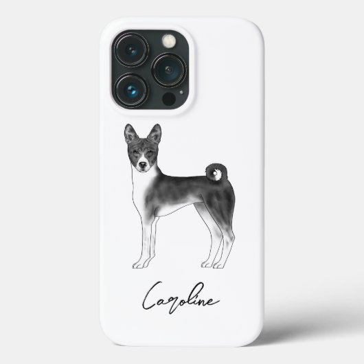 かわいいバセンジー犬 ブラック&ホワイト + 名前入れカスタム Case-Mate iPhoneケース (裏面)
