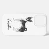 かわいいバセンジー犬 ブラック&ホワイト + 名前入れカスタム Case-Mate iPhoneケース (裏面 (横))