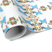 かわいいバタフライコラージュ24lb文字重量リネン ラッピングペーパー (ロールコーナー)