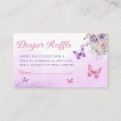 かわいいバタフライベビーシャワーおむつラッフルチケット エンクロージャーカード (正面)