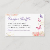かわいいバタフライベビーシャワーおむつラッフルチケット エンクロージャーカード (正面)