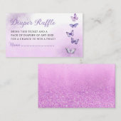 かわいいバタフライベビーシャワーおむつラッフルチケット エンクロージャーカード (正面/裏面)