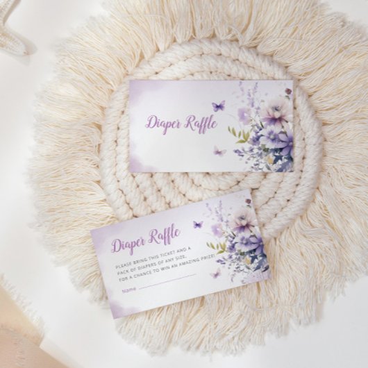 かわいいバタフライベビーシャワーおむつラッフルチケット エンクロージャーカード