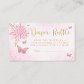 かわいいバタフライベビーシャワーおむつラッフルチケットen エンクロージャーカード (正面)