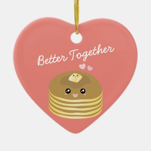 かわいいバターパンケーキより良い一緒におもしろいグルメ セラミックオーナメント (正面)