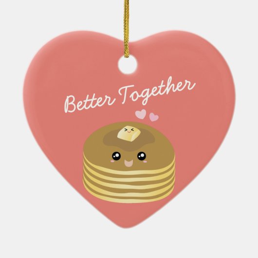かわいいバターパンケーキより良い一緒におもしろいグルメ セラミックオーナメント (裏面)