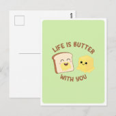 かわいいバターパン 食品パンクォート ラブ フレンドシップ クォート ポストカード (正面/裏面)