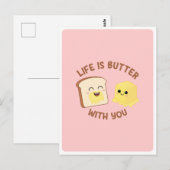 かわいいバターパン 食品パンクォート 愛 友情 ポストカード (正面/裏面)