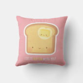 かわいいバター&トーストカップルおもしろいラブパン クッション (裏面)