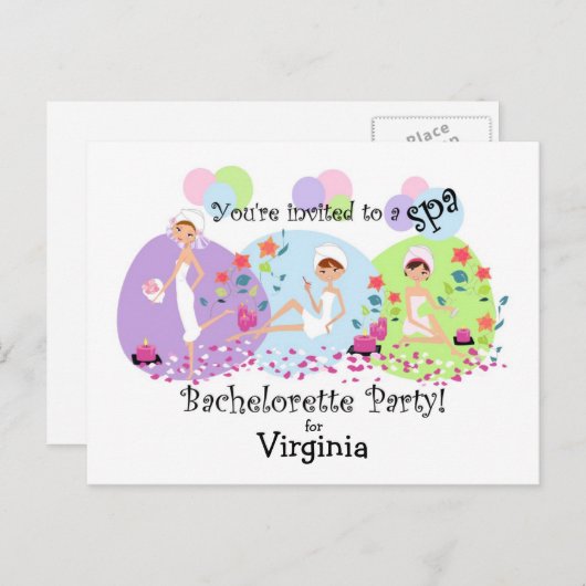 かわいいバチェロレッテスパはがき招待状 インビテーションポストカード (正面/裏面)