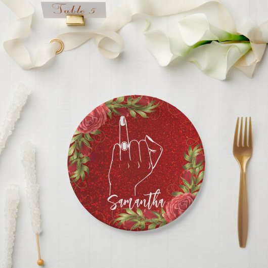 かわいいバチェロレッテ |ブライダルパーティ ペーパープレート (ウェディング)