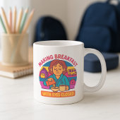 かわいいバックツースクールMug、親が朝食を作る コーヒーマグカップ