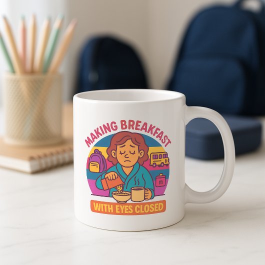 かわいいバックツースクールMug、親が朝食を作る コーヒーマグカップ