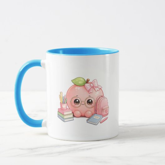 かわいいバックトゥスクールピーチマグ マグカップ (左)