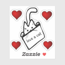 かわいいバッグ猫とハート シール