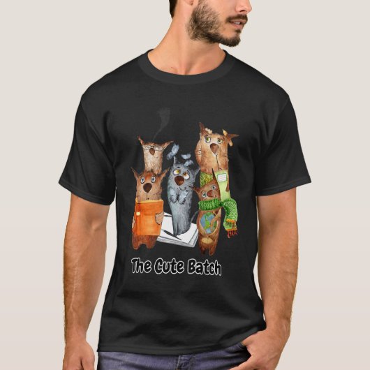 かわいいバッチ猫のハロウィン  冬の休日 Tシャツ (正面)