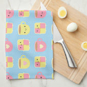 かわいいバッテンベルグケーキ&紅茶カップ キッチンタオル (四つ折り)