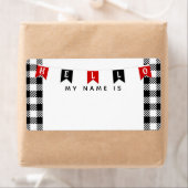 かわいいバッファロープレイドこんにちは私の名前は名前タグ ラベル (インサイチュ)
