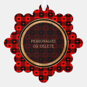 かわいいバッファロープレイドハートカスタムドッグペットクリスマス オーナメントカード (裏面)