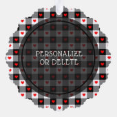 かわいいバッファロープレイドハートカスタムドッグペットクリスマス オーナメントカード (裏面)