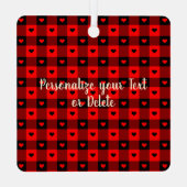 かわいいバッファロープレイドハートカスタム猫ペットクリスマス メタルオーナメント (裏面)