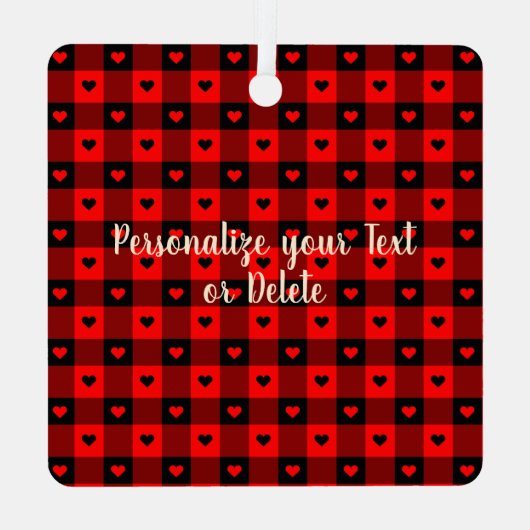 かわいいバッファロープレイドハートカスタム猫ペットクリスマス メタルオーナメント (裏面)