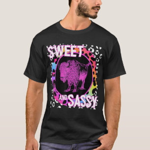 かわいいバッファロー90sノスタルジアレインボーヒョウ柄T Tシャツ