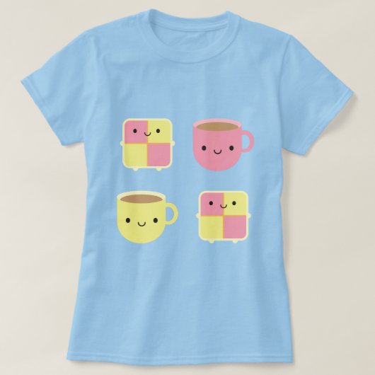かわいいバテンベルクケーキ&ティーカップ Tシャツ (デザイン正面)