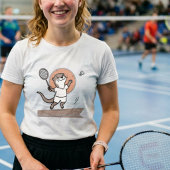 かわいいバドミントンするカワウソ トライブレンドTシャツ