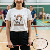 かわいいバドミントンするカワウソ トライブレンドTシャツ