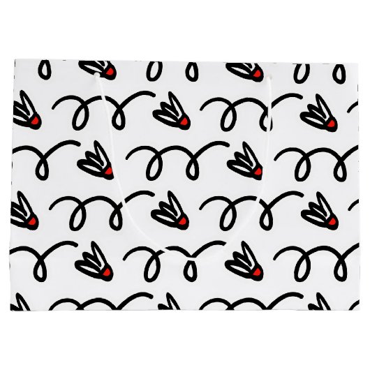 かわいいバドミントンのシャトルパターンの大きな抱き枕 ラージペーパーバッグ (裏面)