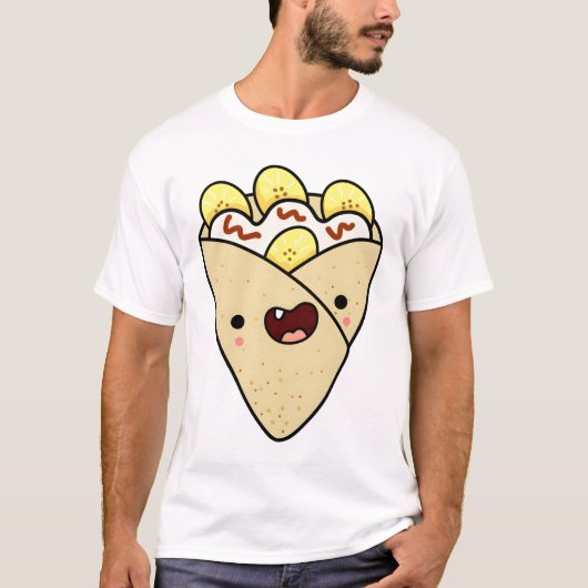 かわいいバナナとクリームクレープ Tシャツ (正面)