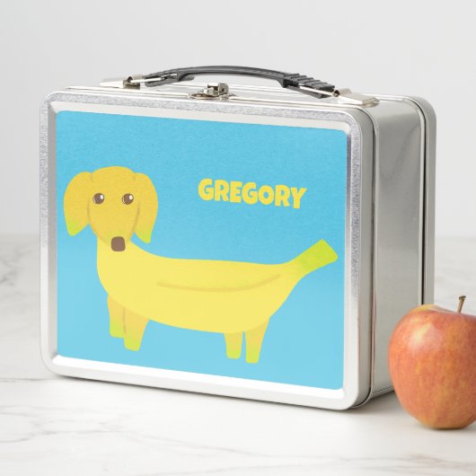 かわいいバナナの犬のオーダーメイド メタルランチボックス (インサイチュ)
