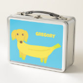 かわいいバナナの犬のオーダーメイド メタルランチボックス (正面)