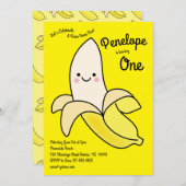 かわいいバナナキッズ1st誕生日パーティーかわいい 招待状 (正面/裏面)