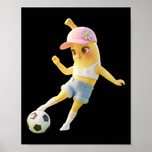 かわいいバナナサッカーユニフォーム, おもしろいサッカー選手Tシャツ ポスター