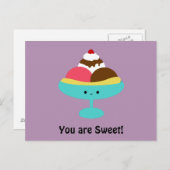 かわいいバナナスプリット ポストカード (正面/裏面)