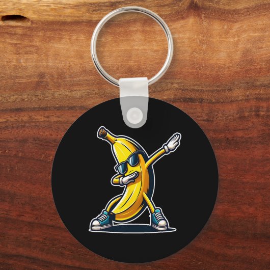 かわいいバナナダビング踊りシャツキッズおもしろいプリント キーホルダー (正面)