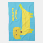 かわいいバナナドッグパーソナライズされた キッチンタオル (縦)